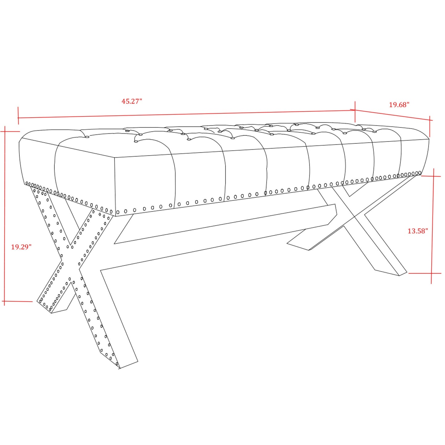 45" Gray Upholstered Velvet Bench By Homeroots | Benches | Modishstore - 6