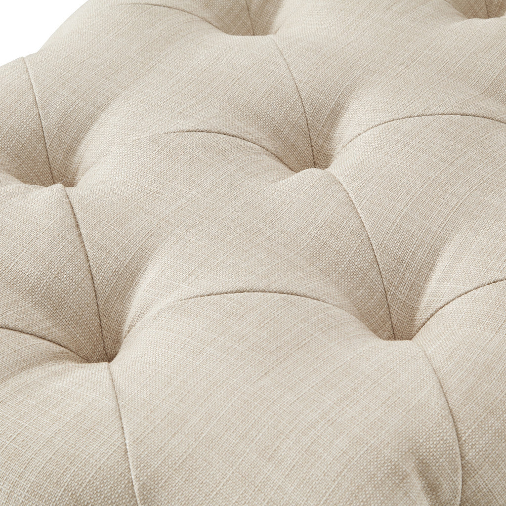 48" Beige And Black Upholstered Linen Bench By Homeroots | Benches | Modishstore - 9