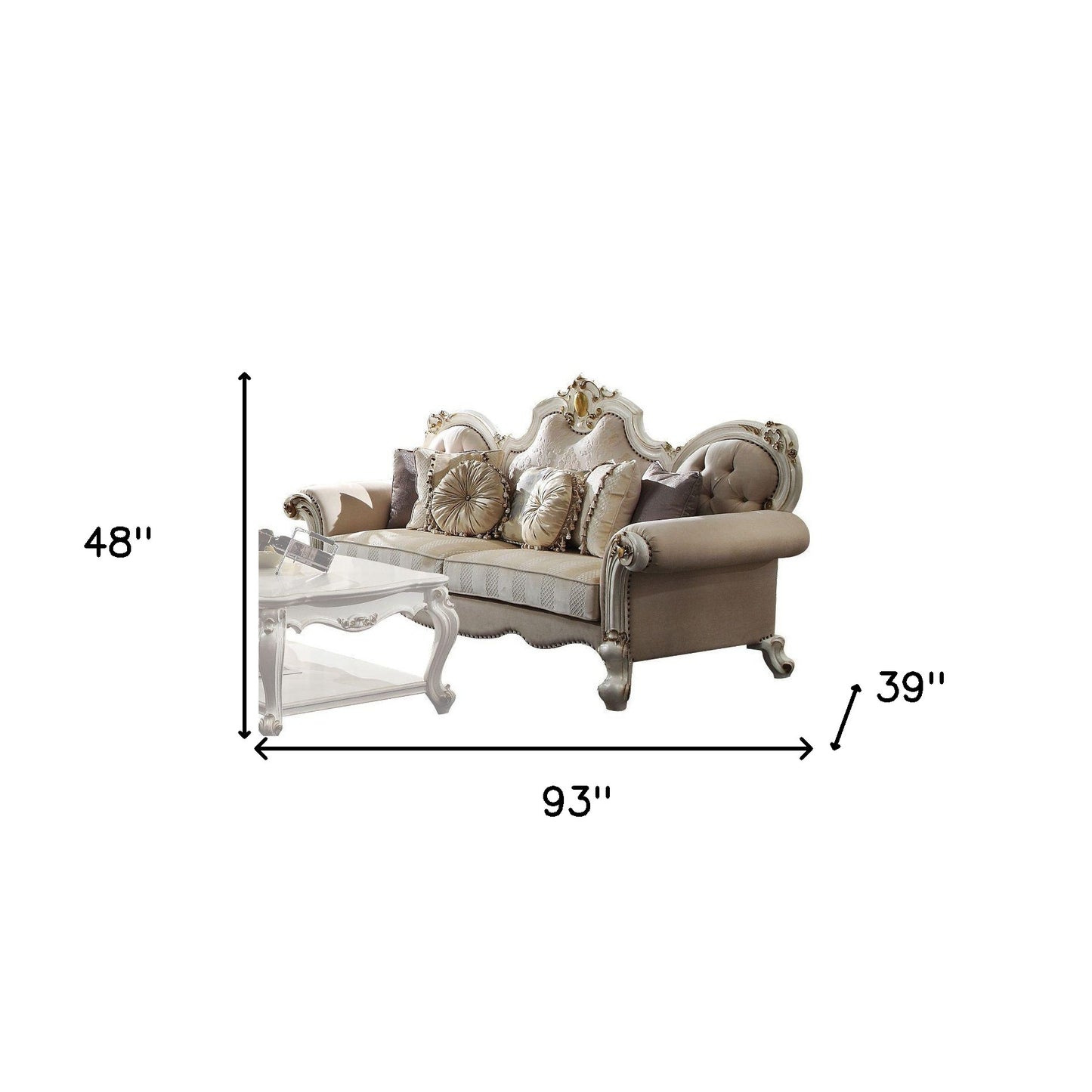 93" Fabric Velvet And Pearl Sofa With Three Toss Pillows By Homeroots | Sofas | Modishstore - 6