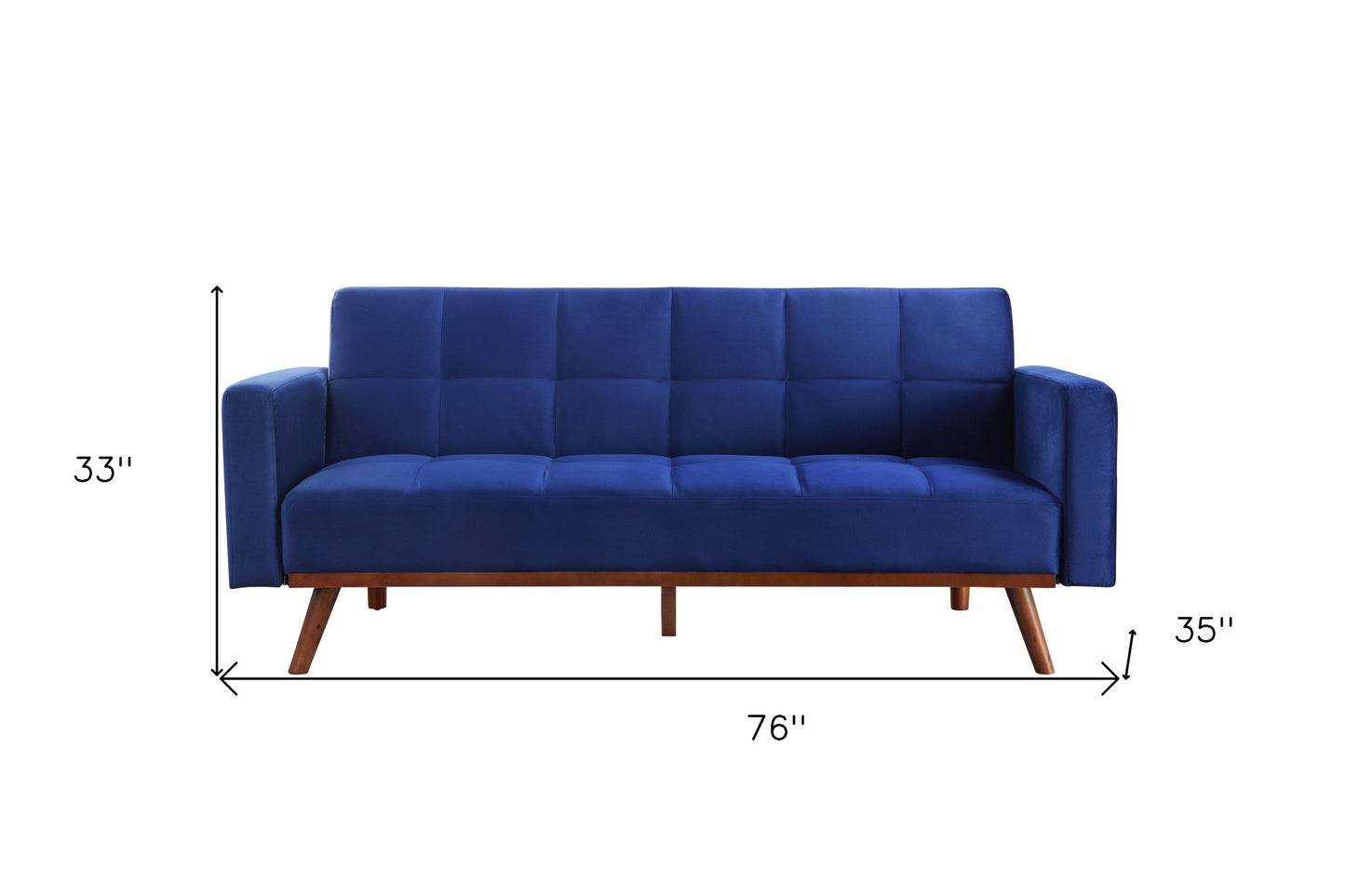 76" Blue Velvet And NAtural Sleeper Sofa By Homeroots | Sofas | Modishstore - 5
