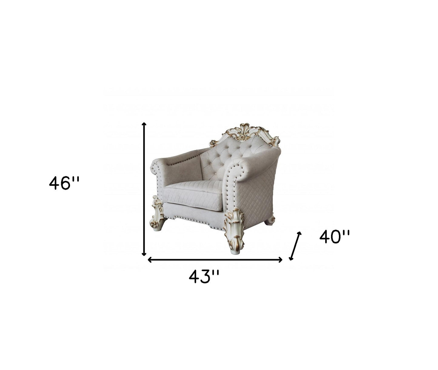 43" Two Tone Ivory Fabric And Antique Pearl Striped Arm Chair By Homeroots | Armchairs | Modishstore - 5
