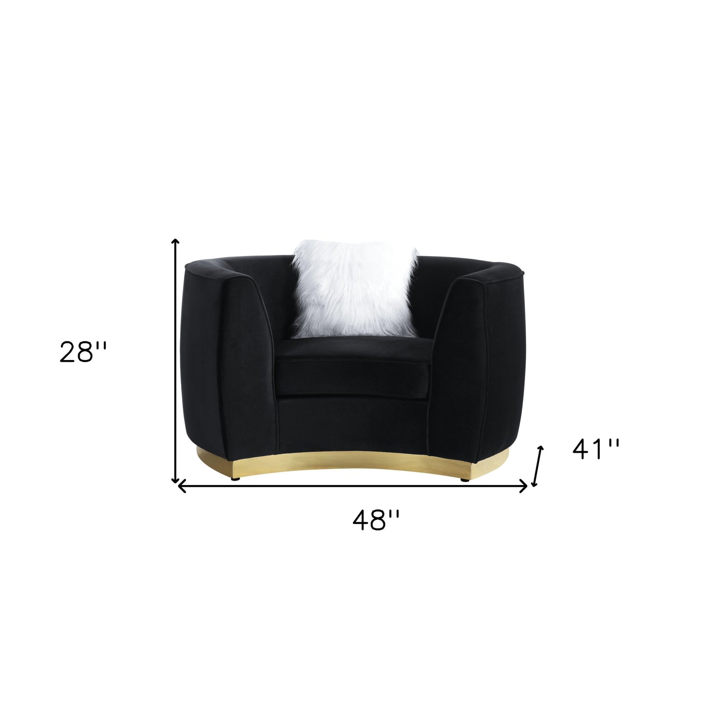48" Black Velvet Chair And A Half By Homeroots | Armchairs | Modishstore - 5