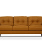 83" Camel Leather And Black Sofa By Homeroots