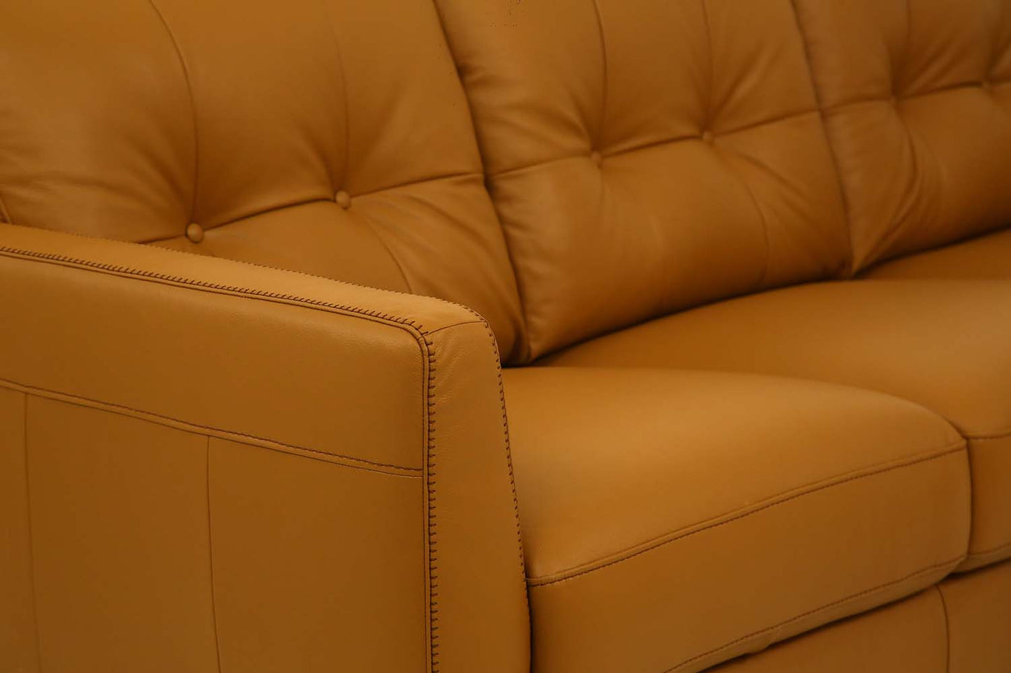 83" Camel Leather And Black Sofa By Homeroots | Sofas | Modishstore - 7