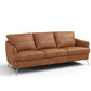 81" Camel Leather And Black Sofa By Homeroots