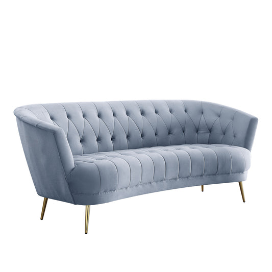 84" Light Gray Velvet And Gold Sofa By Homeroots