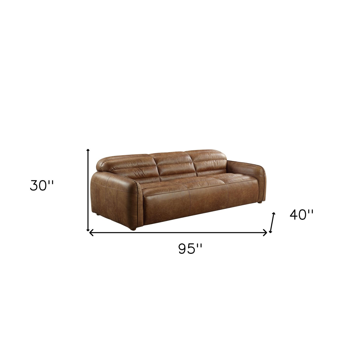 95" Cocoa Top Grain Leather And Black Sofa By Homeroots | Sofas | Modishstore - 6