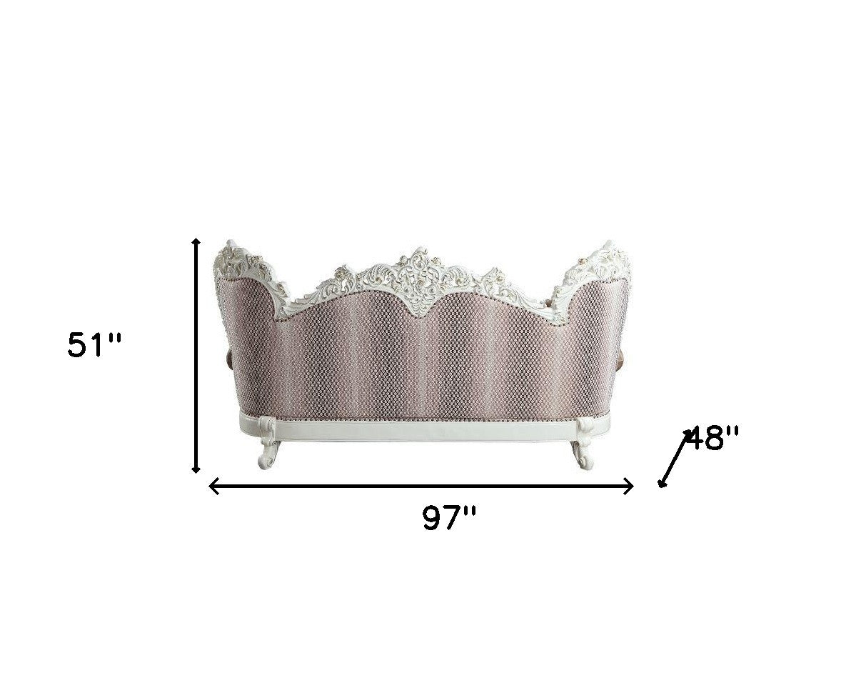 97" Fabric Polyester And White Sofa With Seven Toss Pillows By Homeroots | Sofas | Modishstore - 5