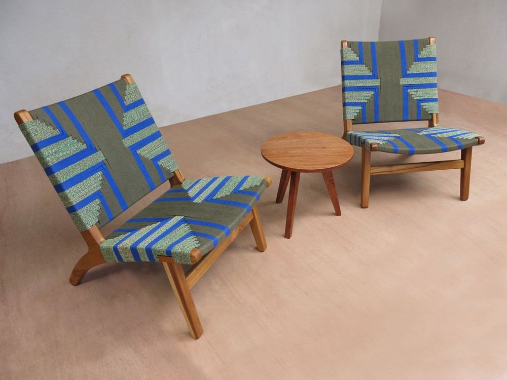 Masaya Lounge Chair - Emerald Coast Pattern and Teak | Lounge Chairs | Modishstore - 3