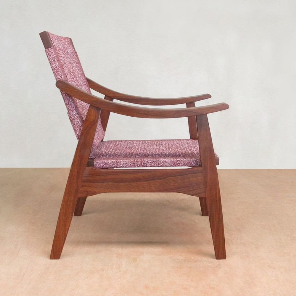 Masaya Izapa Arm Chair - Blended Burgundy Manila And Rosita Walnut | Armchairs | Modishstore - 4