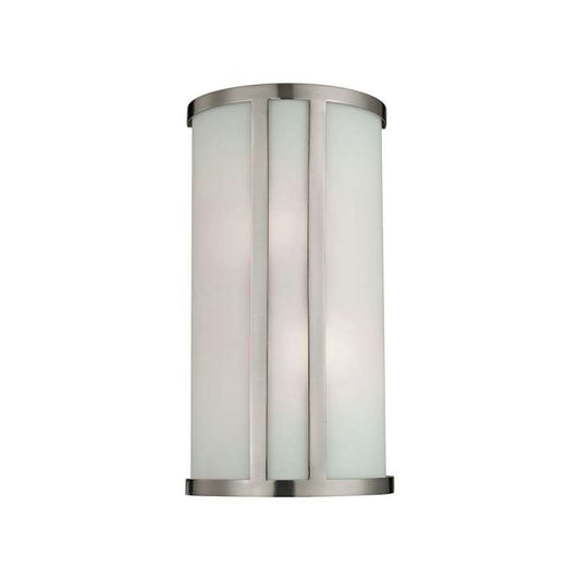 2-Light Wall Sconce in Brushed Nickel with White Glass | Sconces | Modishstore