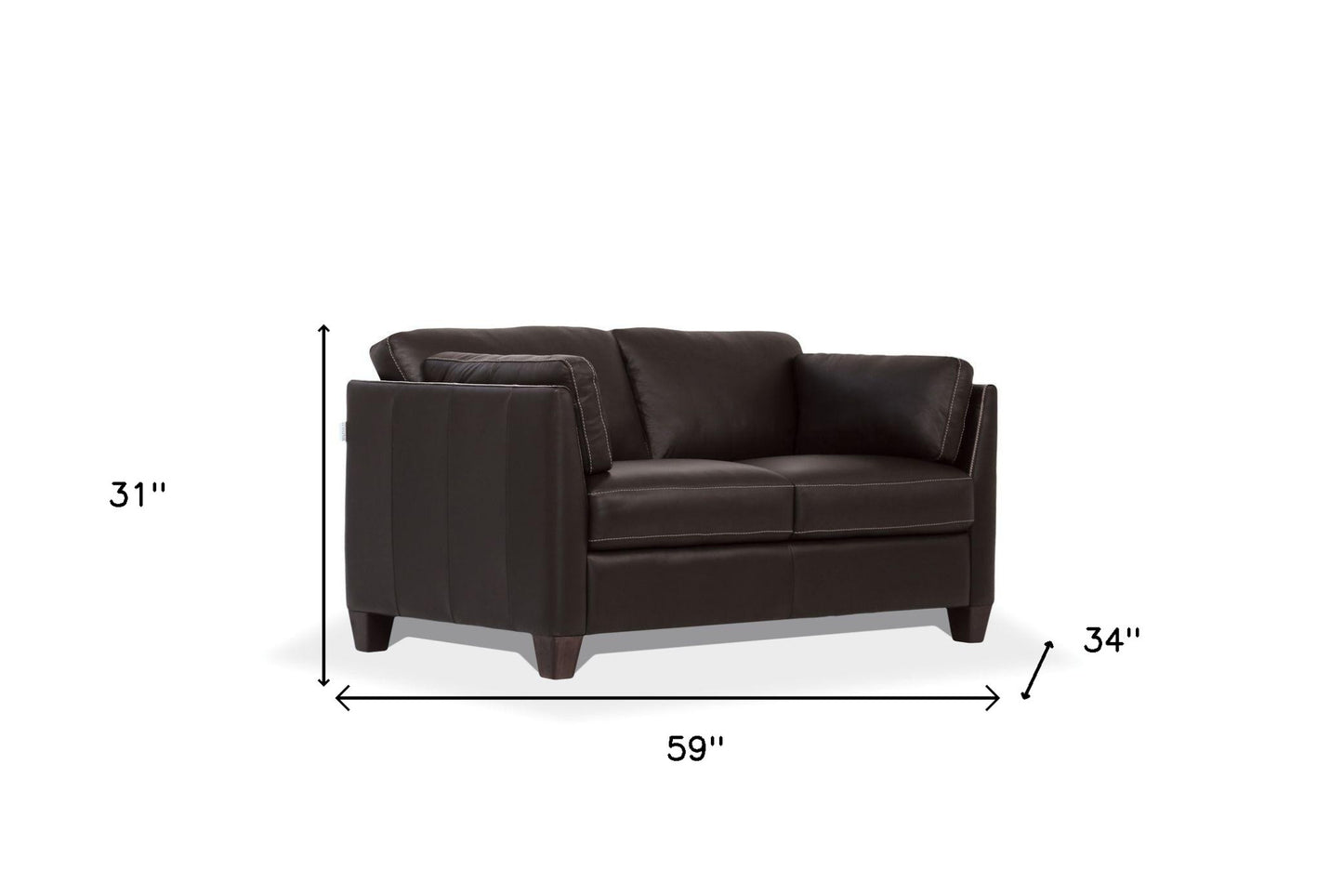 59" Chocolate And Brown Leather Love Seat By Homeroots | Loveseats | Modishstore - 5