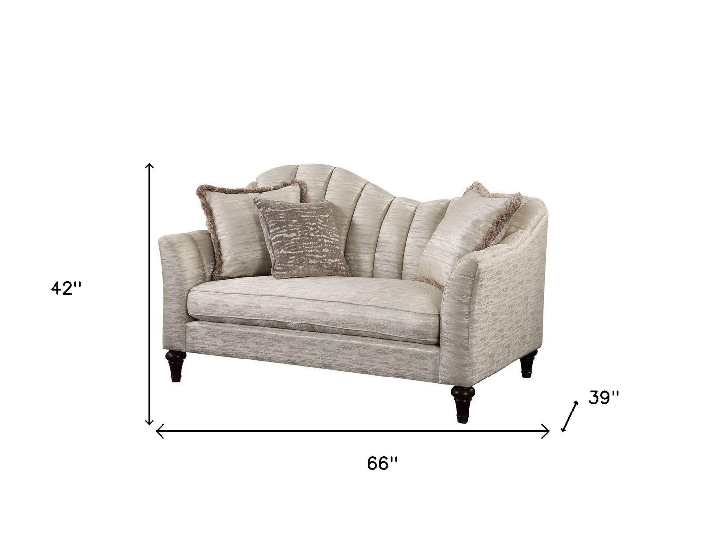 66" Black Linen Love Seat And Toss Pillows By Homeroots | Loveseats | Modishstore - 5