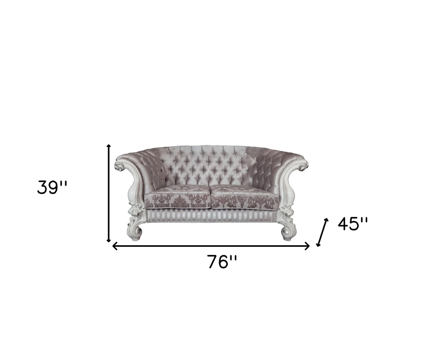 76" Ivory And Off White Velvet Love Seat And Toss Pillows By Homeroots | Loveseats | Modishstore - 5