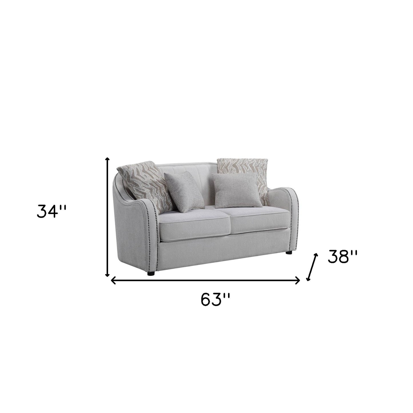 63" Beige And Black Linen Curved Love Seat And Toss Pillows By Homeroots | Loveseats | Modishstore - 5