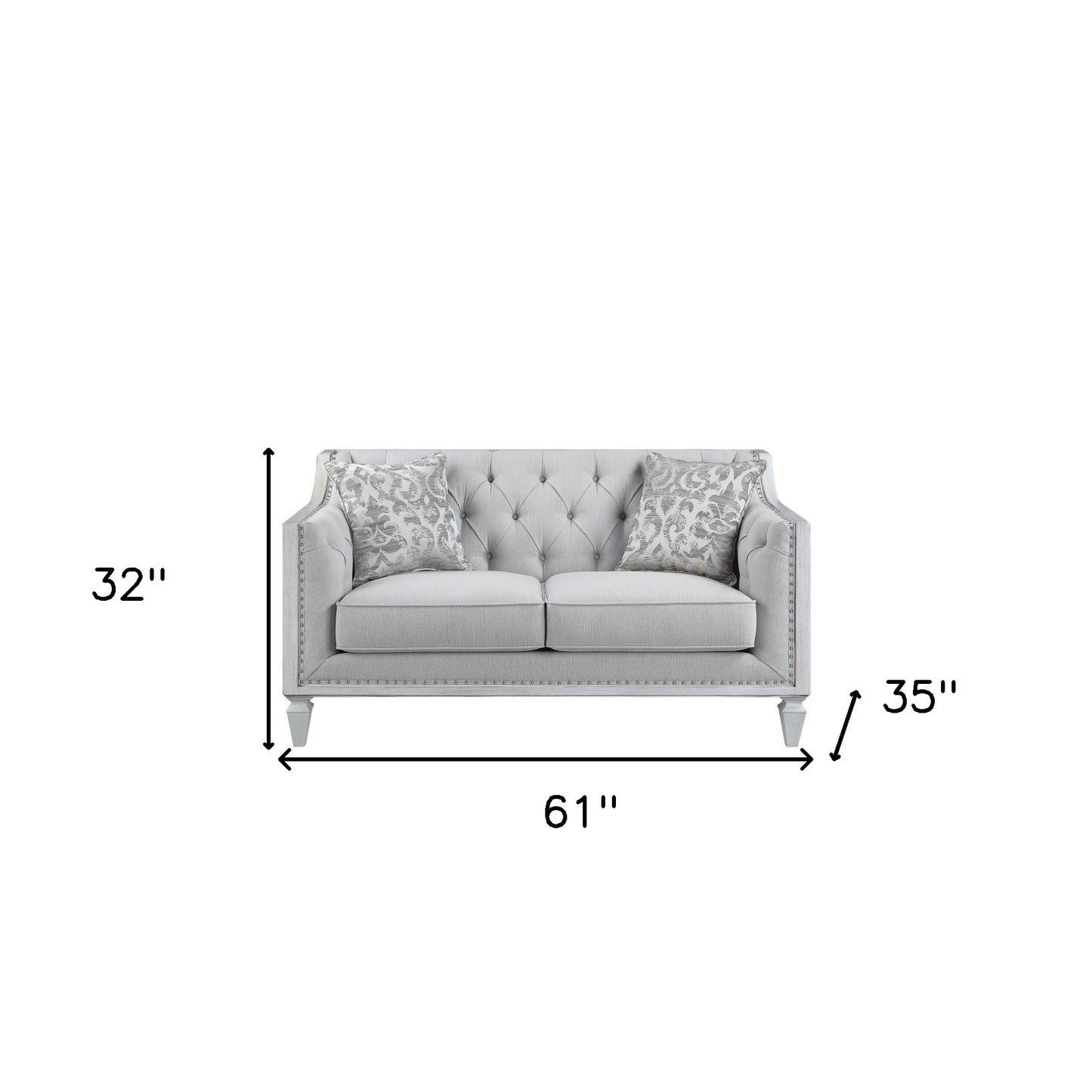 61" Light Gray And Off White Love Seat And Toss Pillows By Homeroots | Loveseats | Modishstore - 5