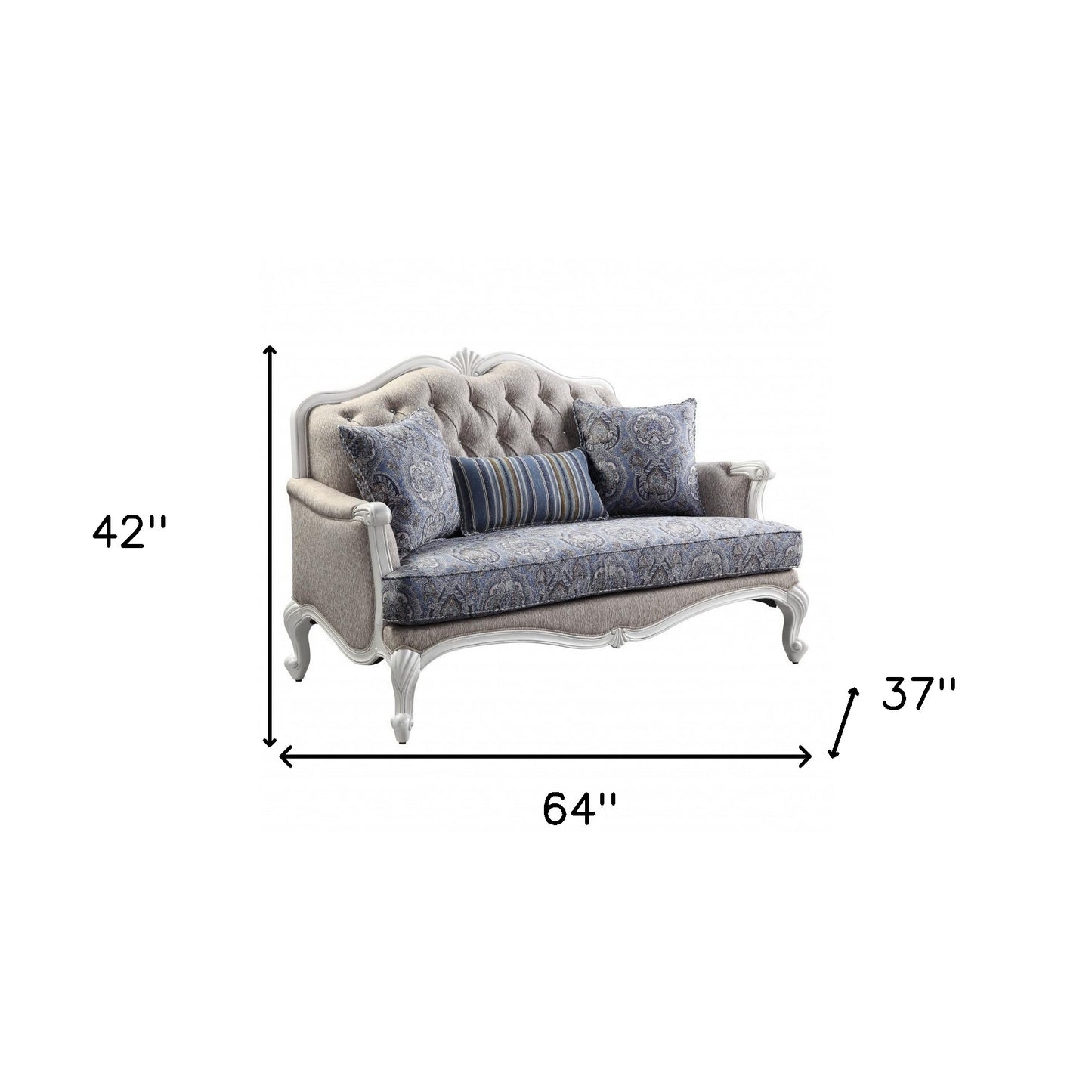 64" Beige 100% Linen And White Love Seat By Homeroots | Loveseats | Modishstore - 7