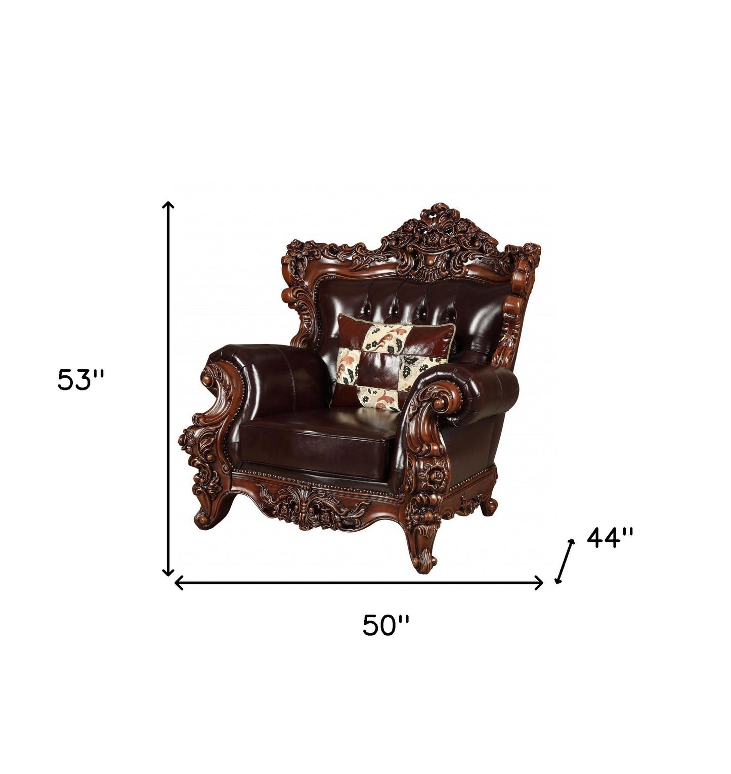 50" Espresso Faux Leather Tufted Wingback Chair By Homeroots | Armchairs | Modishstore - 9