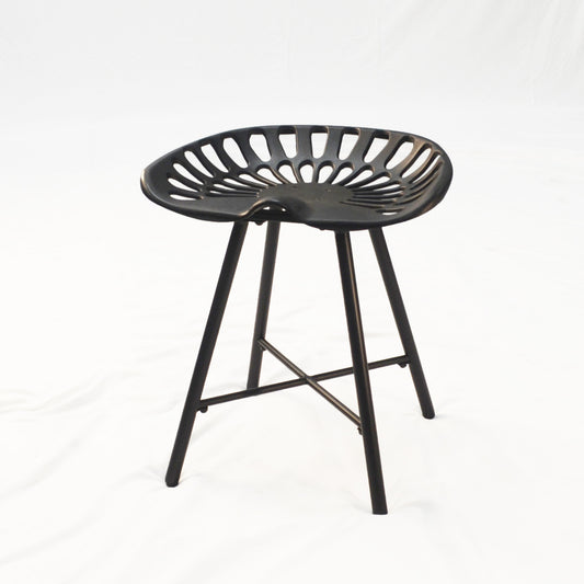 18" Black Metal Backless Chair By Homeroots