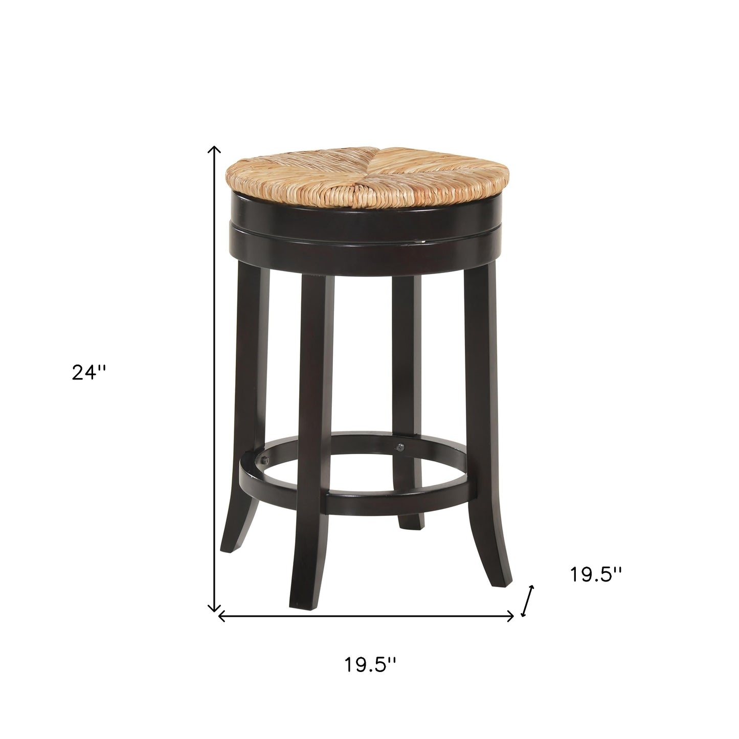 24" Natural And Espresso Swivel Backless Counter Height Bar Chair With Footrest By Homeroots | Bar Stools | Modishstore - 5