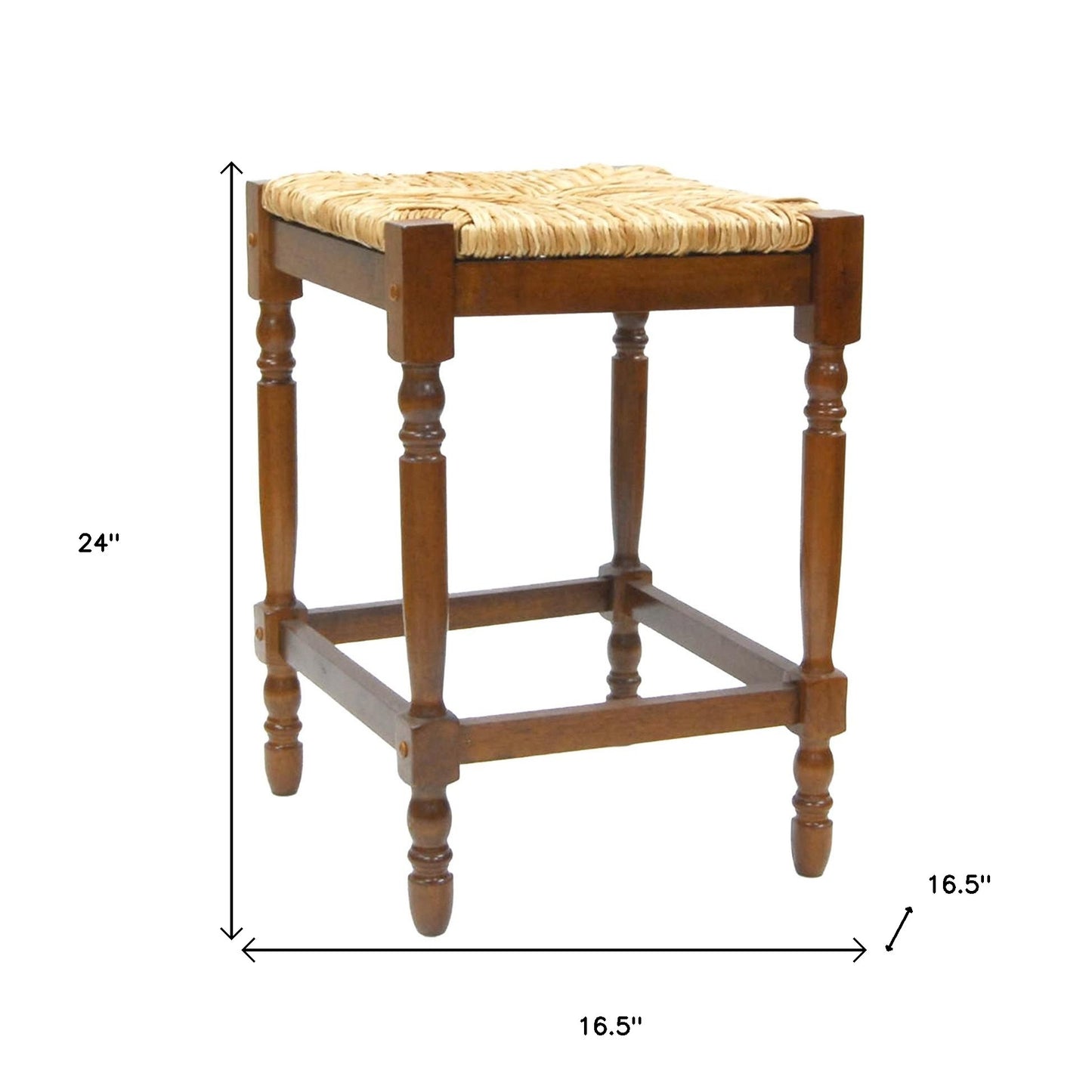 24" Natural And Brown Backless Counter Height Bar Chair With Footrest By Homeroots | Bar Stools | Modishstore - 5