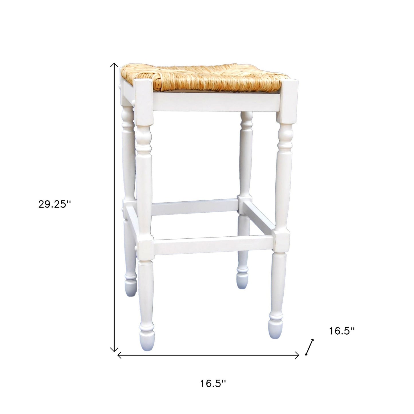 29" Natural And Antiqued White Backless Bar Height Chair With Footrest By Homeroots | Bar Stools | Modishstore - 5