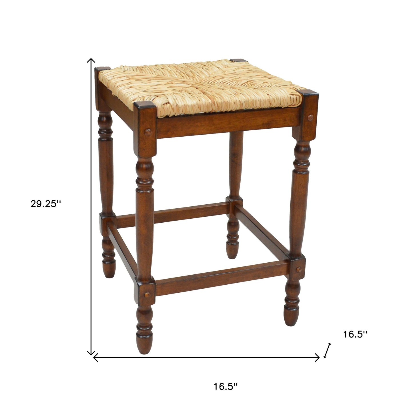 29" Natural And Chestnut Backless Bar Height Chair With Footrest By Homeroots | Bar Stools | Modishstore - 5