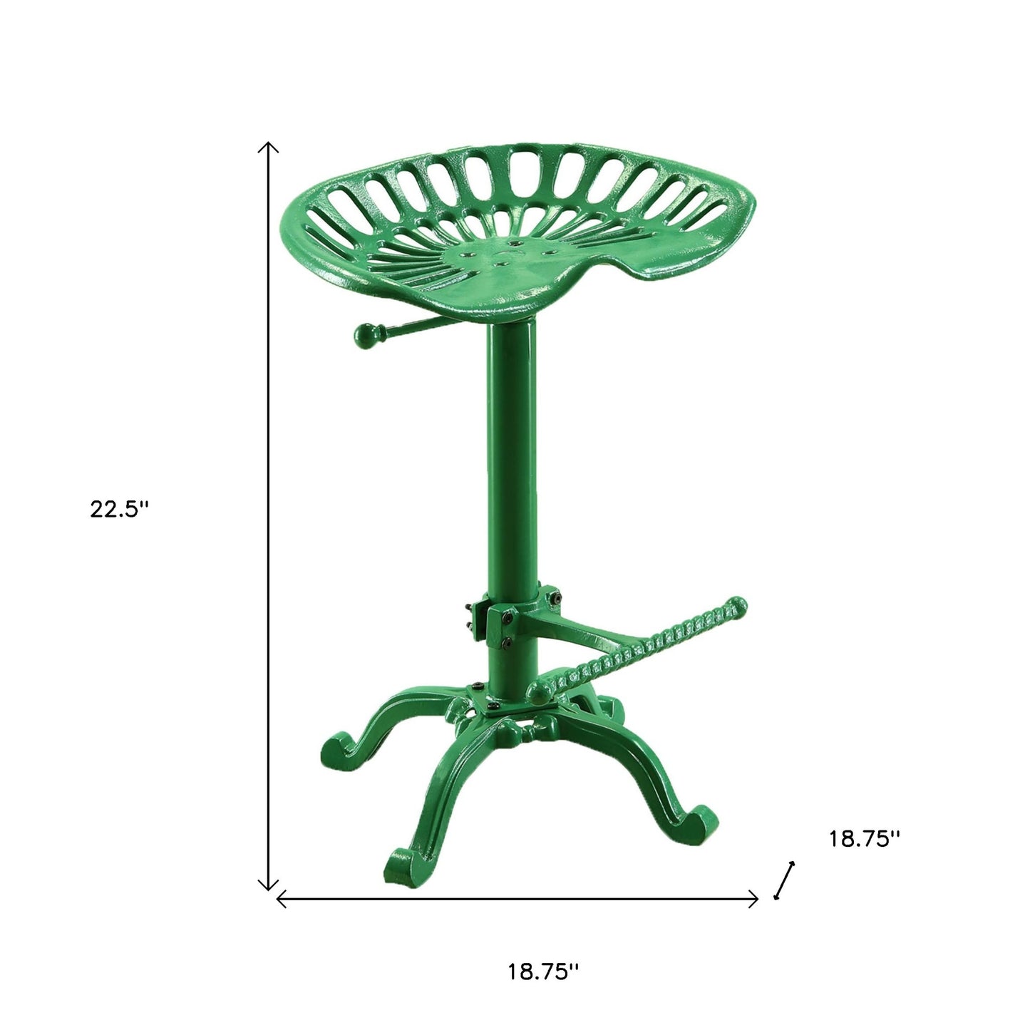 23" Green Backless Adjustable Height Bar Chair With Footrest By Homeroots