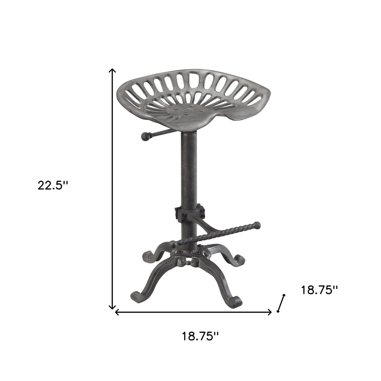 23" Gray Backless Adjustable Height Bar Chair With Footrest By Homeroots | Bar Stools | Modishstore - 5