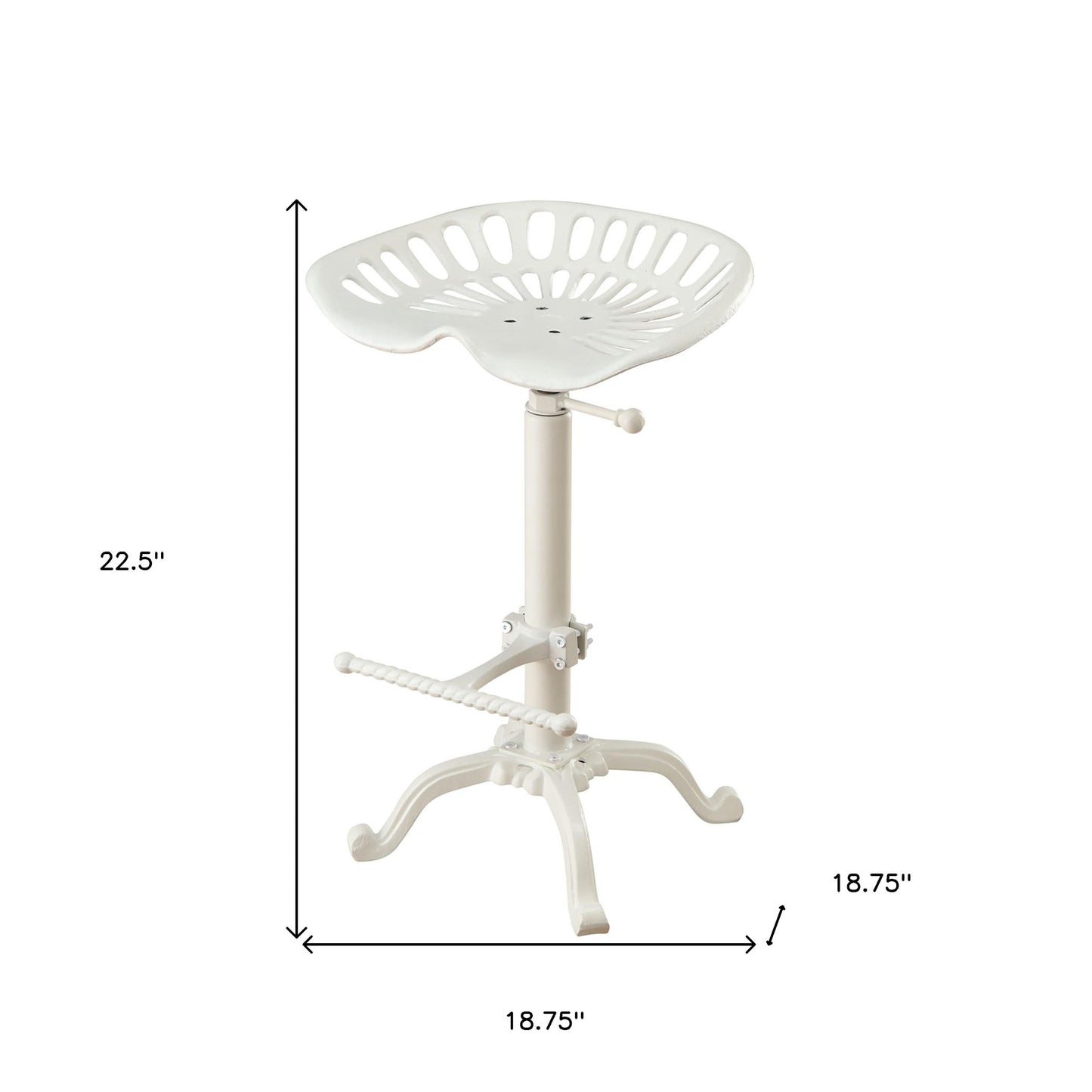 23" White Backless Adjustable Height Bar Chair With Footrest By Homeroots | Bar Stools | Modishstore - 5