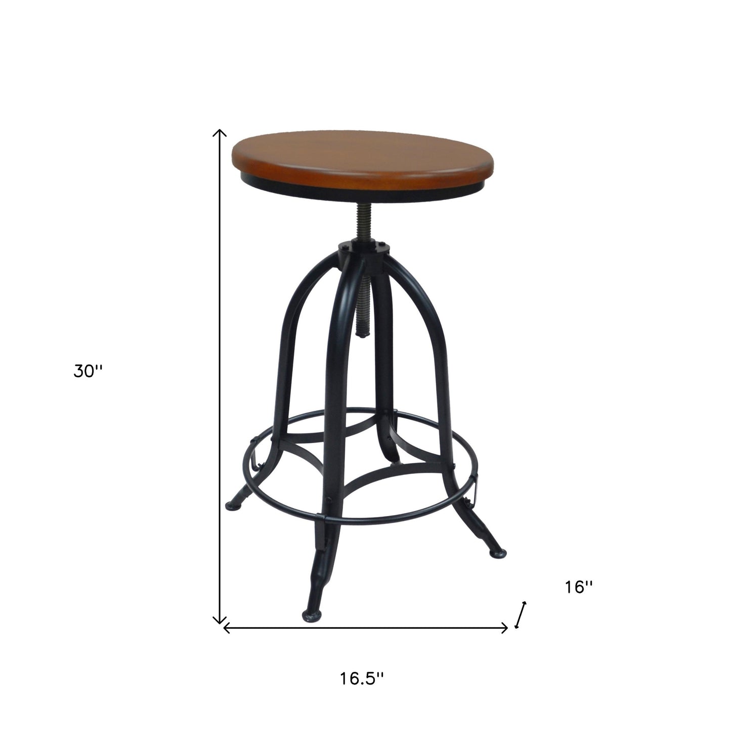 30" Chestnut And Black Swivel Backless Adjustable Height Bar Chair With Footrest By Homeroots | Bar Stools | Modishstore - 5