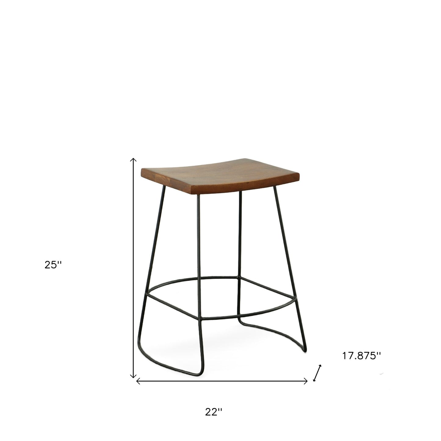 Set Of Two 25" Chestnut And Black Steel Backless Counter Height Bar Chairs With Footrest By Homeroots | Bar Stools | Modishstore - 7