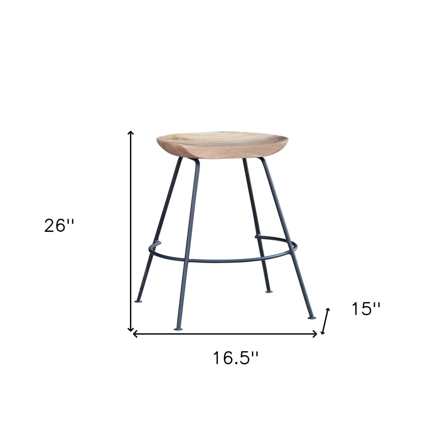 26" Wood Brown And Light Gray Backless Counter Height Bar Chair With Footrest By Homeroots | Bar Stools | Modishstore - 6