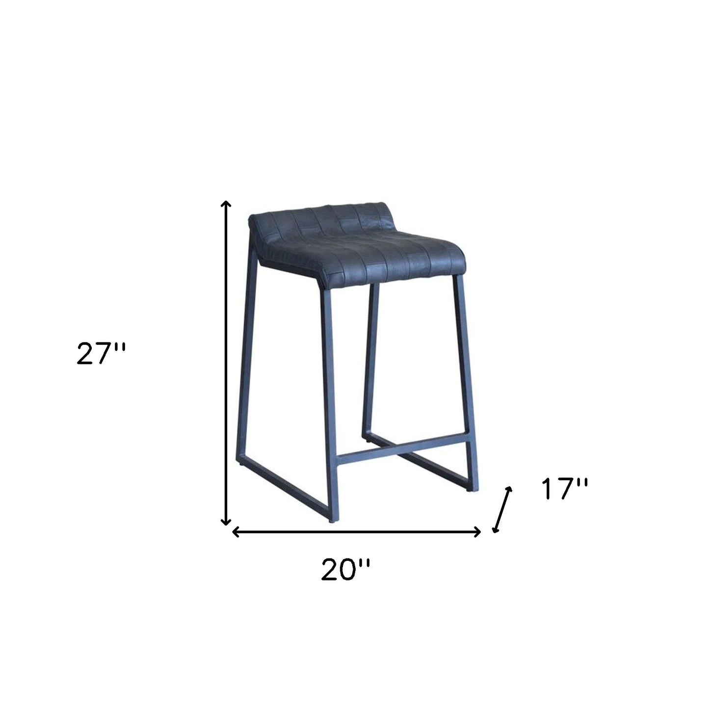 27" Dark Gray Leather Low Back Counter Height Bar Chair With Footrest By Homeroots | Bar Stools | Modishstore - 5