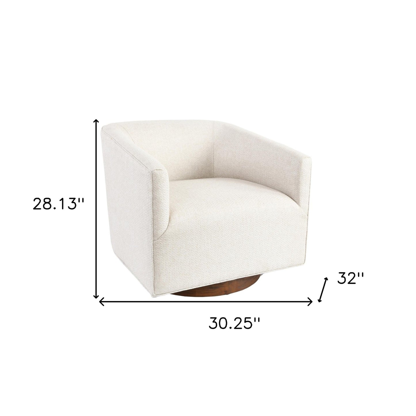 30" Beige and Wood Brown Polyester Chevron Swivel Barrel Chair By Homeroots | Armchairs | Modishstore - 7