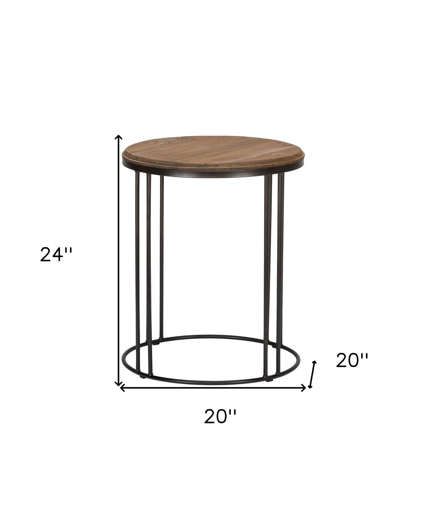 24" Black Solid Wood Round End Table By Homeroots | End Tables | Modishstore - 6