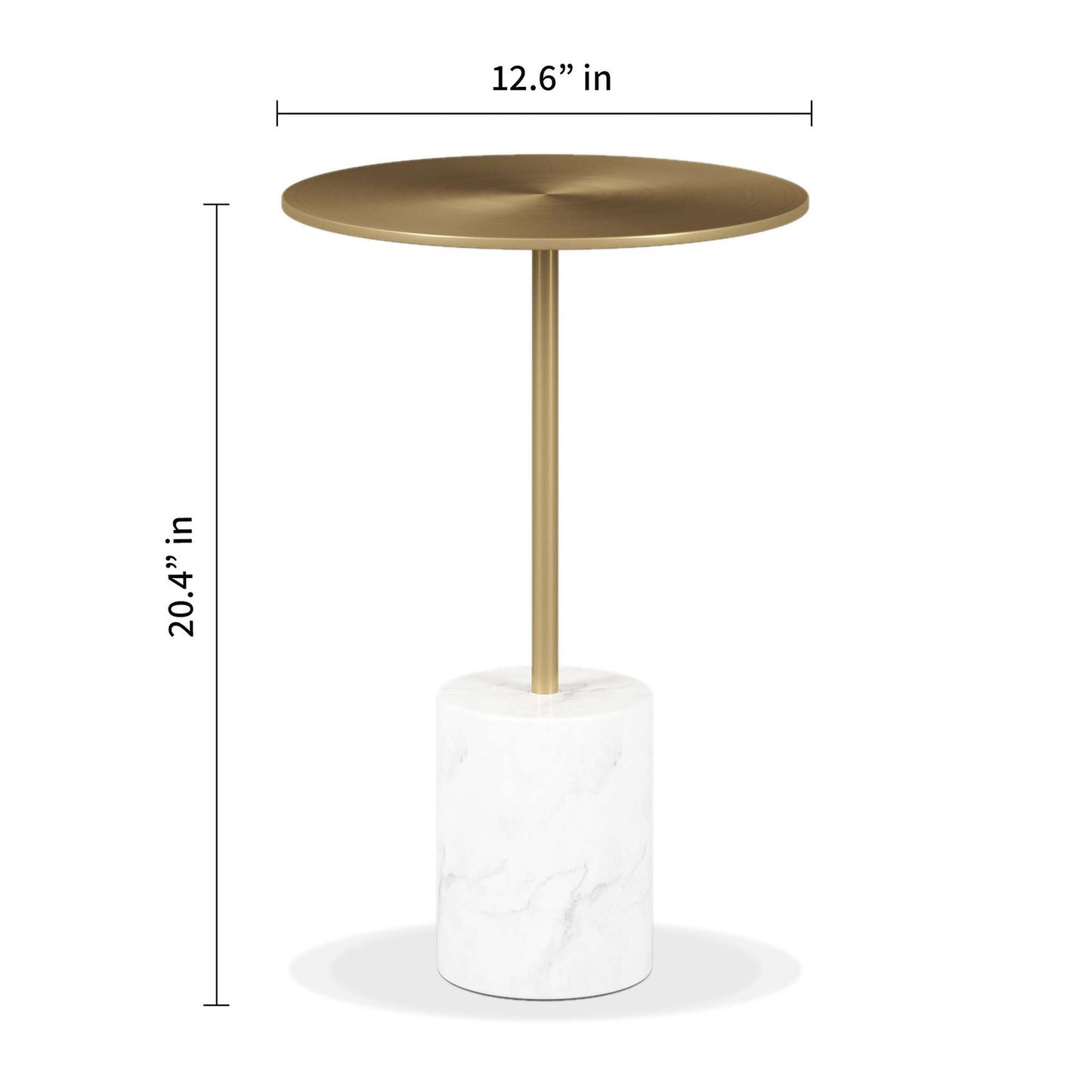 20" White And Gold Steel Round Pedestal End Table By Homeroots | End Tables | Modishstore - 5