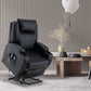 33" Black Faux Leather Power Heated Massge Lift Assist Recliner By Homeroots