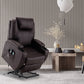 33" Brown Faux Leather Power Heated Massge Lift Assist Recliner By Homeroots