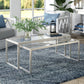 Set Of Two 46" Silver Glass Rectangular Nested Coffee Tables By Homeroots
