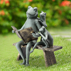 Reading Frog Family Garden Sculptures By SPI Home