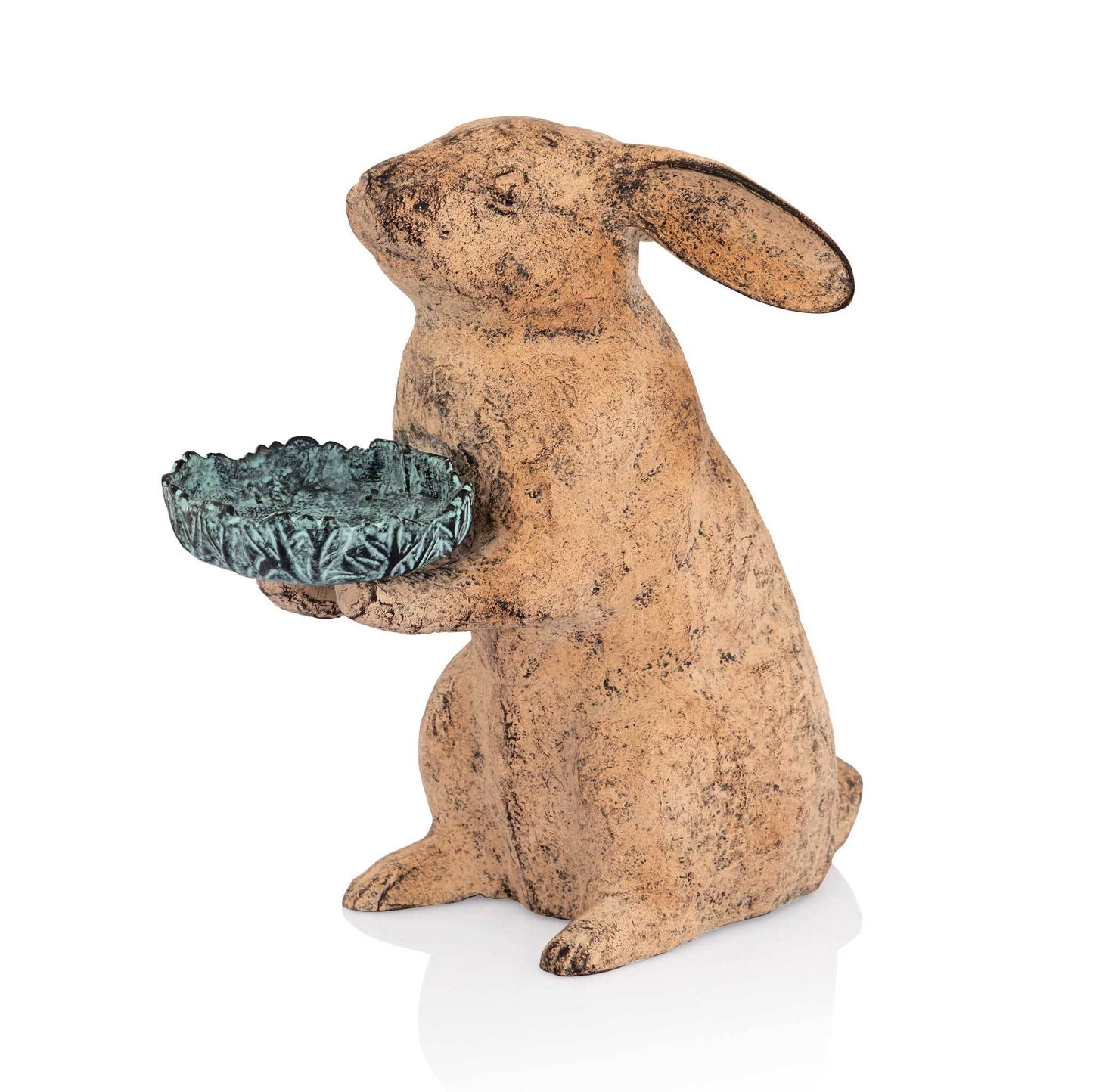 Bunny Holding Leaf Bird Feeder By SPI HOME | Garden Sculptures & Statues | Modishstore