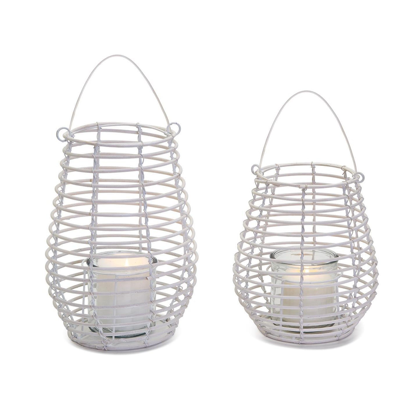 White Wire Lanterns Set Of 2 By Two's Company | Lanterns | Modishstore - 4
