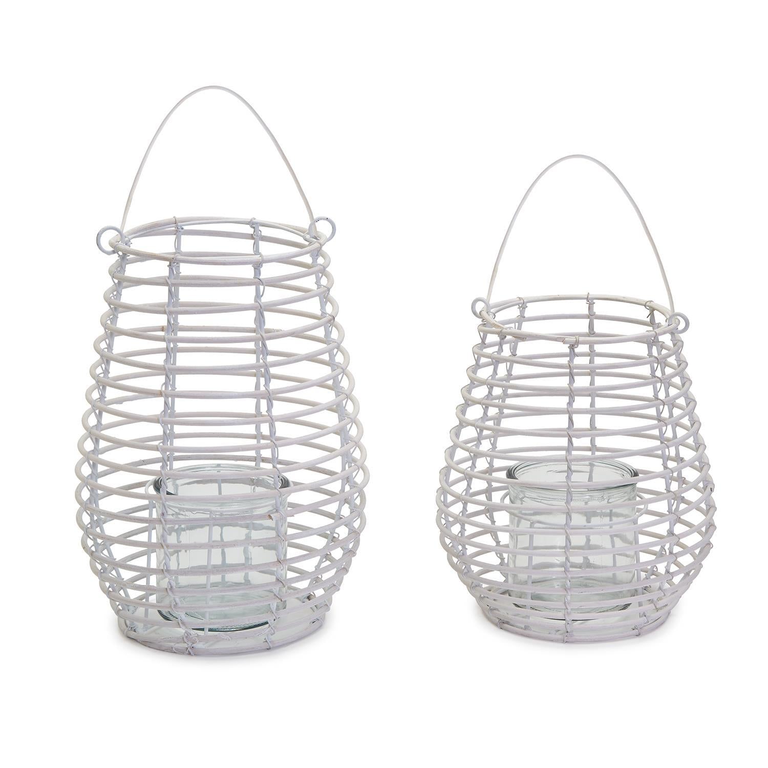 White Wire Lanterns Set Of 2 By Two's Company | Lanterns | Modishstore - 3