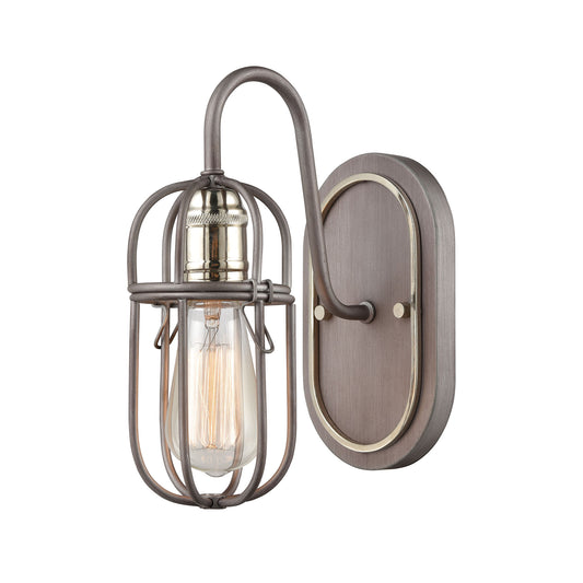 Industrial Cage 1-Light Vanity Light in Weathered Zinc ELK Lighting | Vanity Light | Modishstore