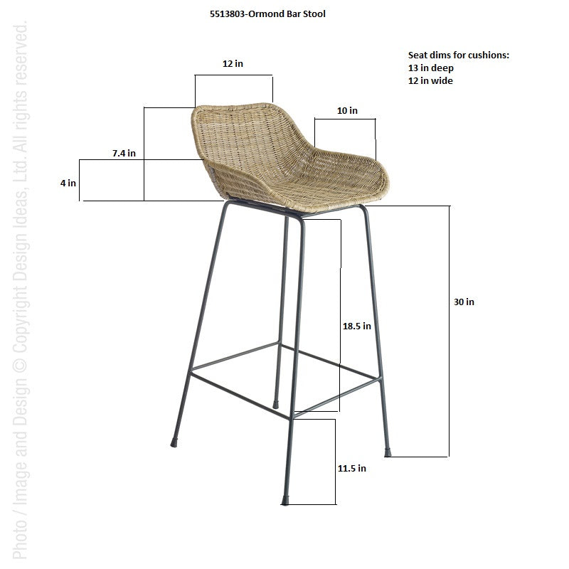 Ormond™ Bar Stool Set of 2 By Texture Designideas | Bar Stools | Modishstore-2