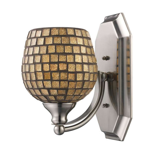 Mix and Match Vanity 1-Light Wall Lamp in Chrome with Gold Leaf Glass | Vanity Light | Modishstore