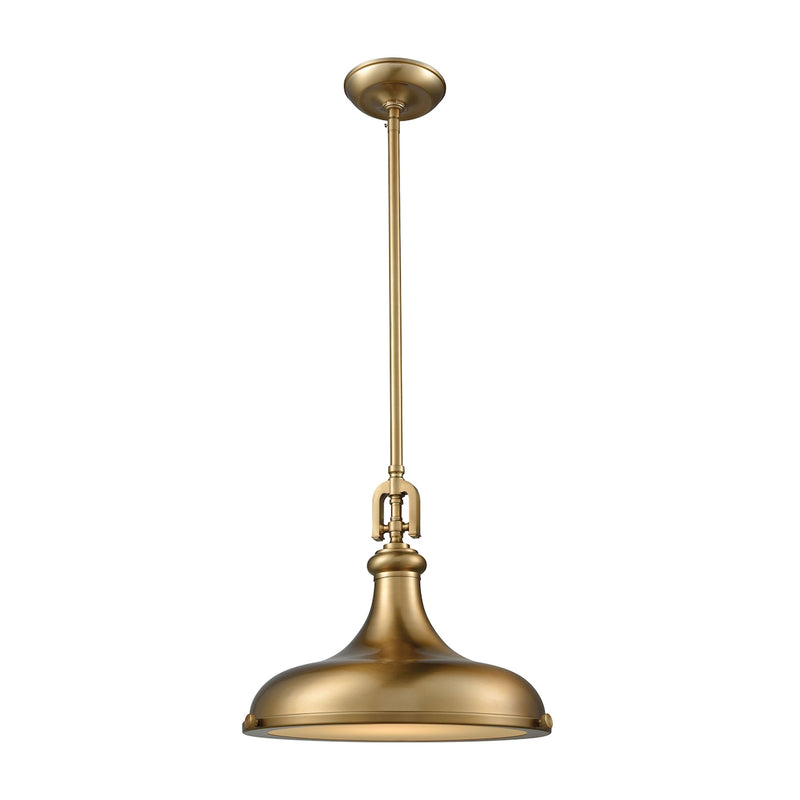 ELK Rutherford 1-Light Pendant in Satin Brass with Metal Shade ELK Lighting 57071/1 | Pendant Lamps | Modishstore