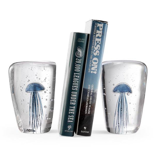 AG Blue Jellyfish Wedge Bookends By SPI Home | Bookends | Modishstore