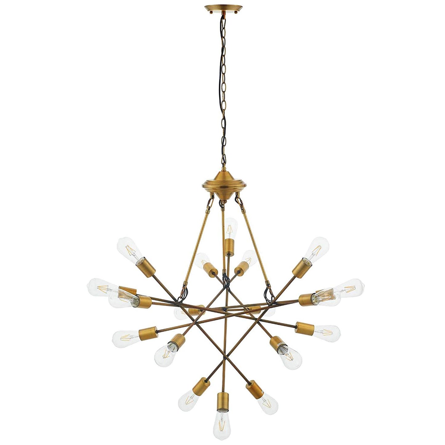 Request Antique Brass 18 Light Mid-Century Pendant Chandelier By Modway - EEI-2892 | Chandeliers | Modishstore - 5